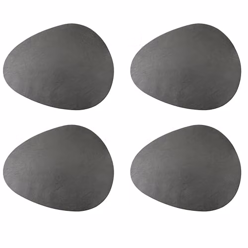 Mikasa Set of 4 Faux-Leather Pebble Placemats, Grey, W: 38 cm, D: 30 cm – 2