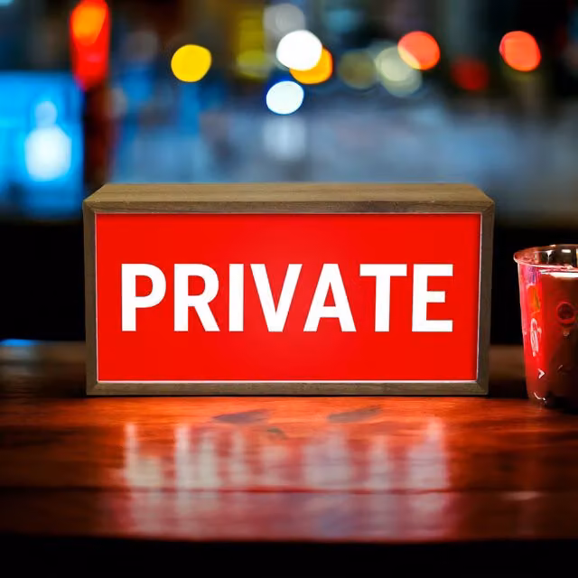Echo Three LED Rectangular Wood Tabletop Private Sign in Brown
