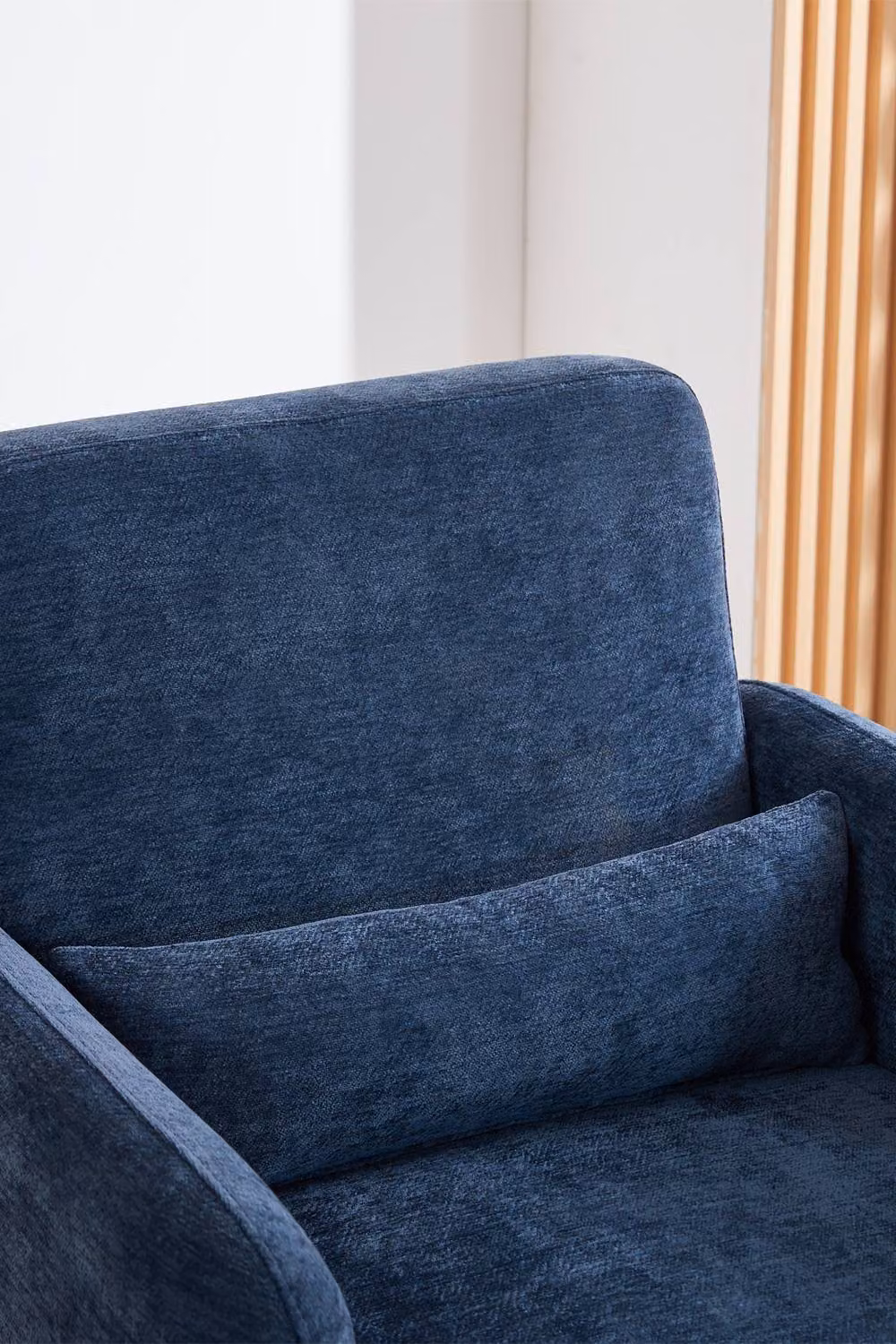 Living and Home Modern Blue Chenille Accent Chair with Armrests and Lumbar Pillow – 2