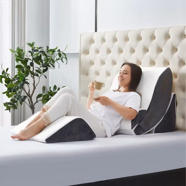 Ezysleep 4 Piece Adjustable Memory Foam Wedge Pillow Set in Grey