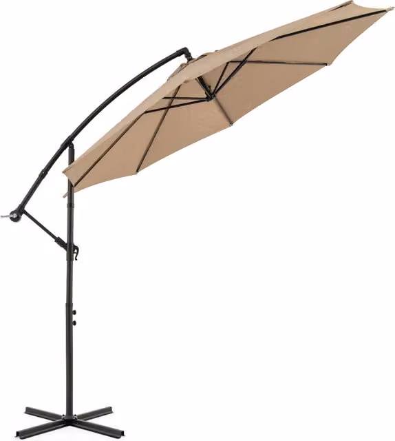 COSTWAY Brown Cantilever Outdoor Sun Shade Umbrella with Polyester Canopy