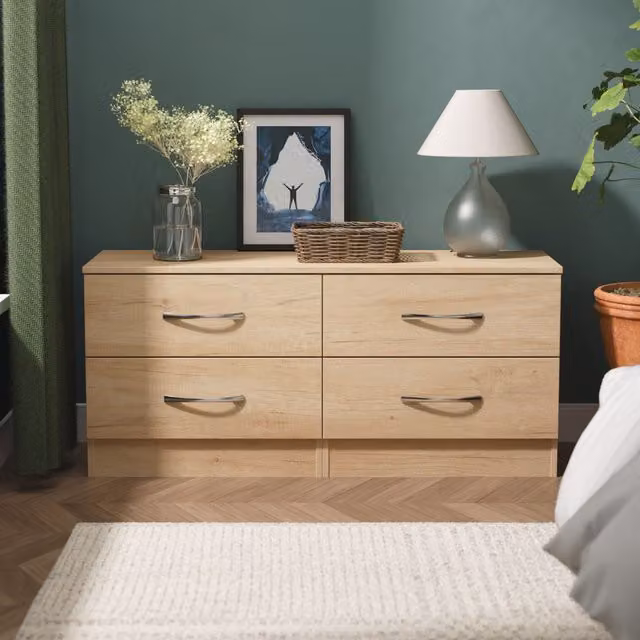 Ready Assembled 2 U Hampshire 4 Drawer Bed Box in Light Brown