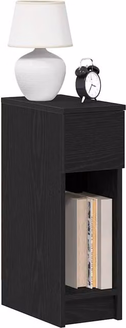 Berkfield Home Set of 2 Black Oak Bedside Cabinets with Drawer, W/D/H: 20 x 36 x 60 cm