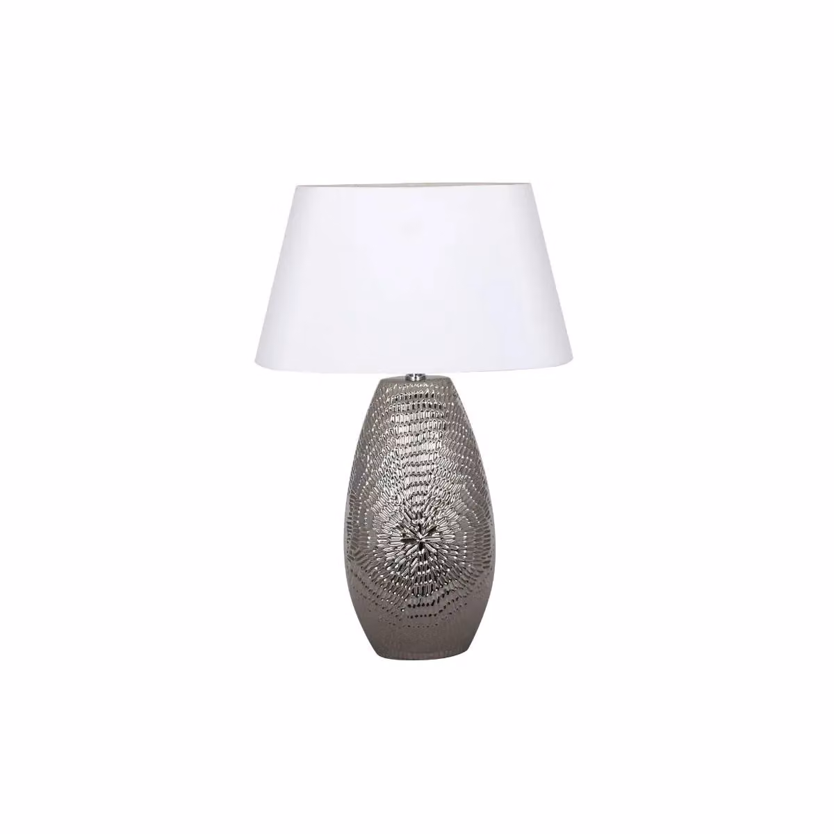 Pagazzi Caitlin Silver Oval Ceramic Table Lamp with White Fabric Shade – 2