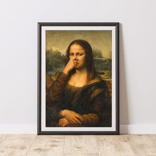 60 Second Makeover Funny Mona Lisa Bathroom Wall Art Print, Multicolour, A4