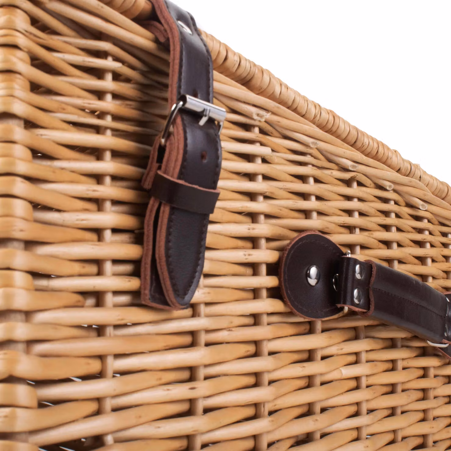 Red Wicker Picnic Basket Empty Unlined Hamper in Brown, Width: 55 cm – 2