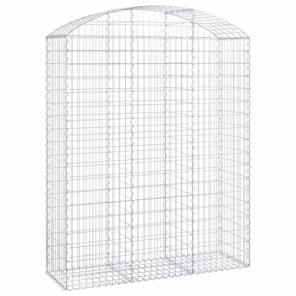 Berkfield Home Arched Gabion Basket in Silver Galvanised Steel, W: 150 cm, D: 50 cm, H: 180-200 cm