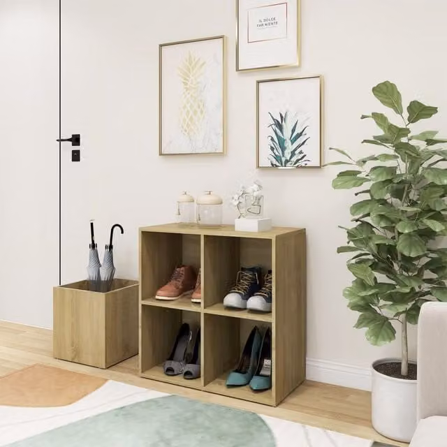 Berkfield Home Hall Shoe Cabinet in Sonoma Oak Brown, W/D/H: 105 x 35.5 x 70 cm – 1