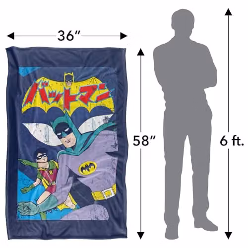 Warner Bros. Batman Robin Kanji Large Eyes Super Soft Fleece Throw Blanket, Multicolour, W: 91 cm, D: 147 cm – 4