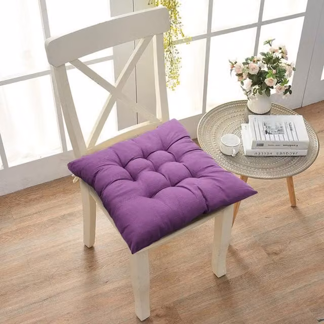 Livingandhome 4-Piece Square Aloe Vera Polyester Fabric Seat Cushion Set in Purple