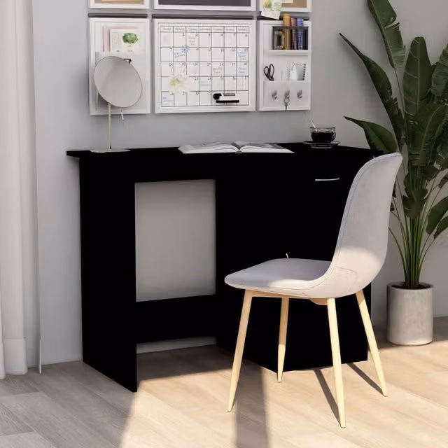 Berkfield Modern Black Writing Desk in Engineered Wood, W: 100 cm, D: 50 cm, H: 76 cm