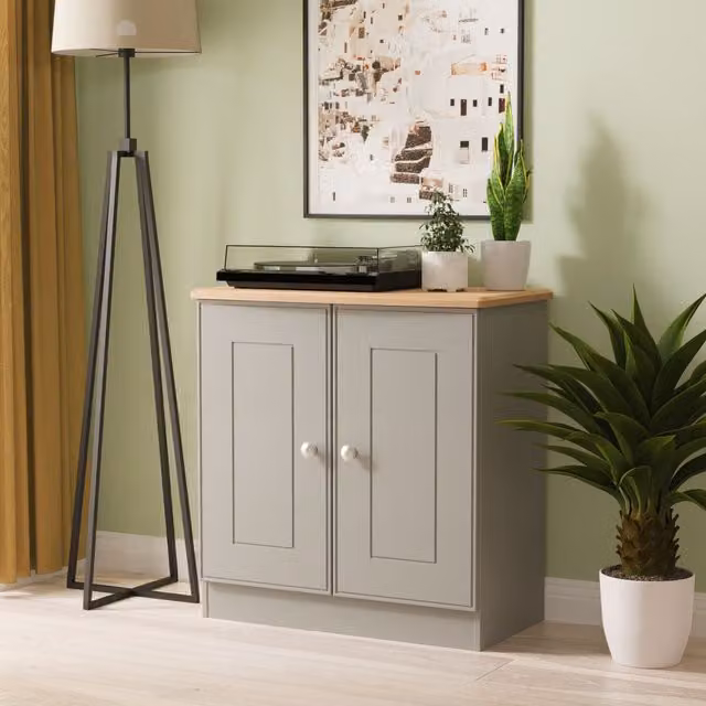 Ready Assembled 2 U Albert 2 Door Cabinet in Dark Grey