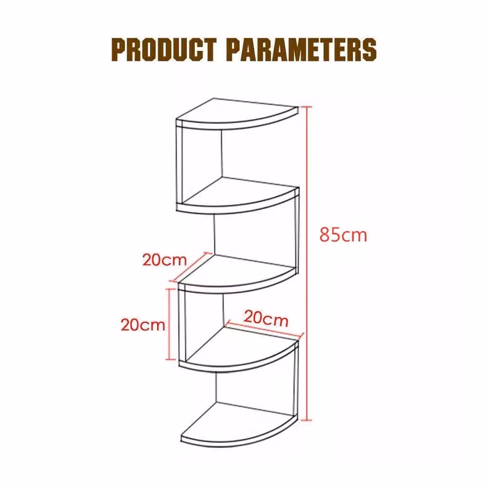 NESTLUNE White 5 Tier Floating Corner Shelf Wooden Storage Display, H 100 cm x W 15 cm x D 15 cm – 2