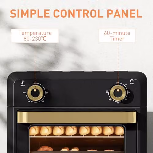 HOMCOM 10L Air Fryer Oven with Hot Air Grill and Roast Function, 1000W, Black – 5