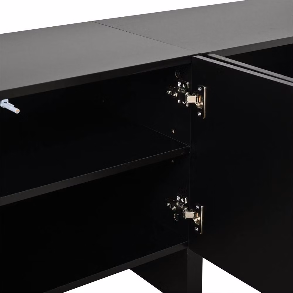 Merax Modern Black 4 Door Textured TV Unit for Up to 75 Inch TVs – 5