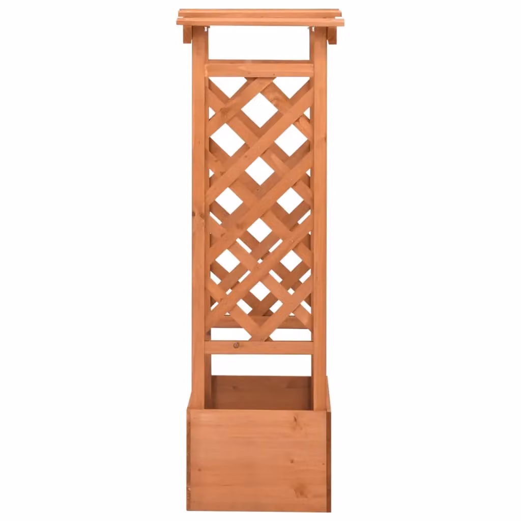 Berkfield Home Brown Firwood Trellis Planter with Arch, W/D/H: 49 x 39 x 117 cm – 2