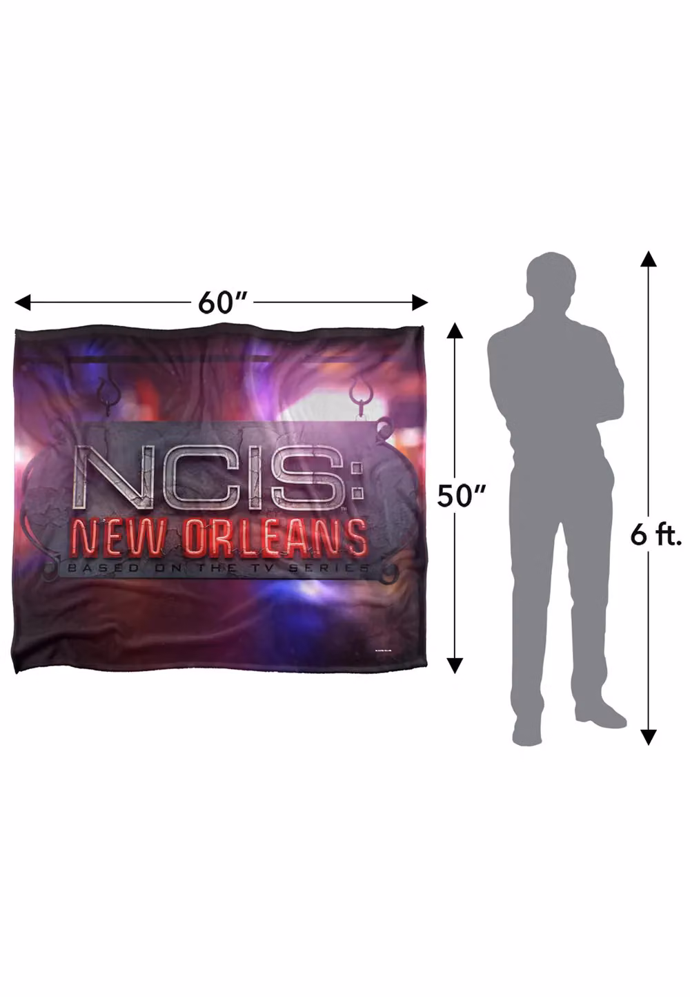 Trevco NCIS: New Orleans Neon Sign Super Soft Microfibre Fleece Throw Blanket, White, W/D/H: 152 x 127 cm – 6
