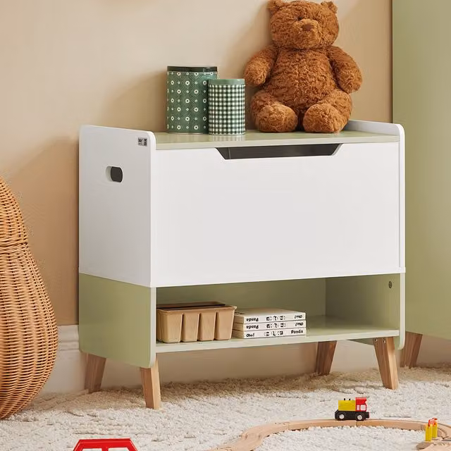 SoBuy Childrens Toy Storage Chest in Green Metal