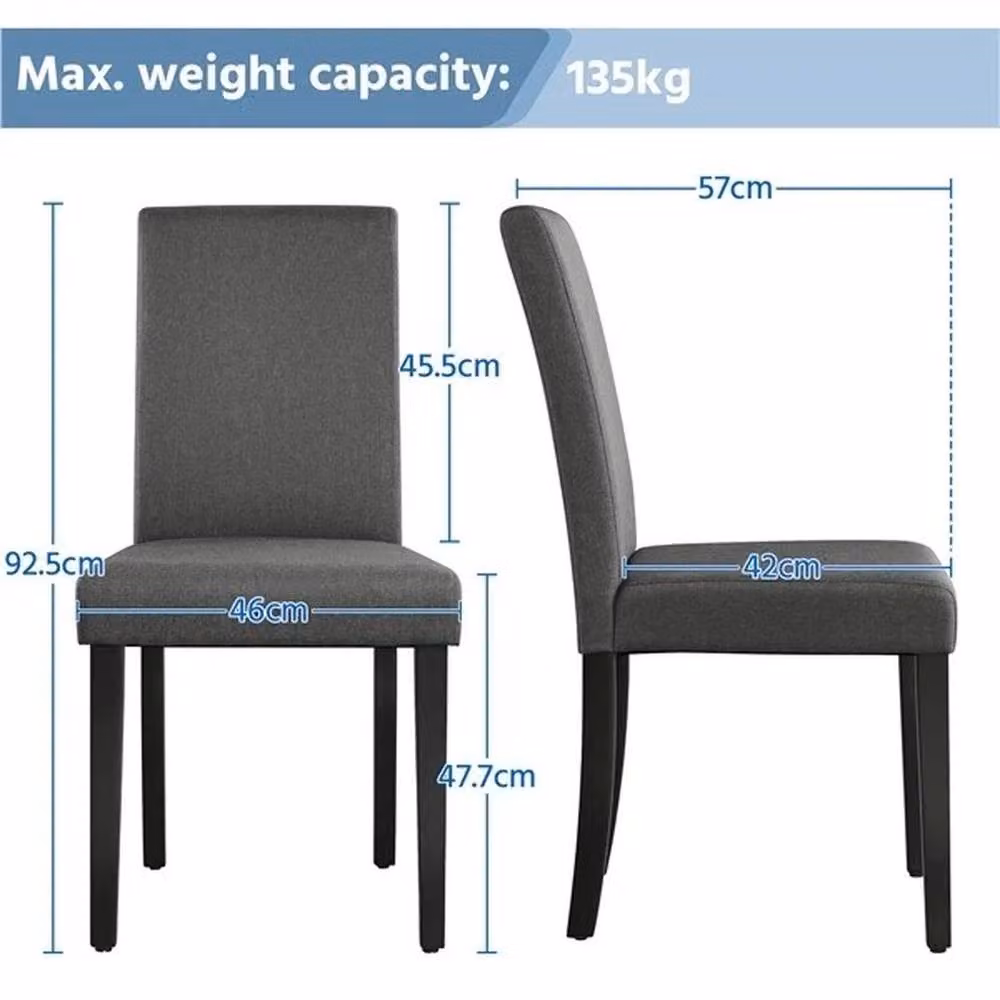 PAWNORA Set of 4 Grey Fabric Upholstered Dining Chairs – 2