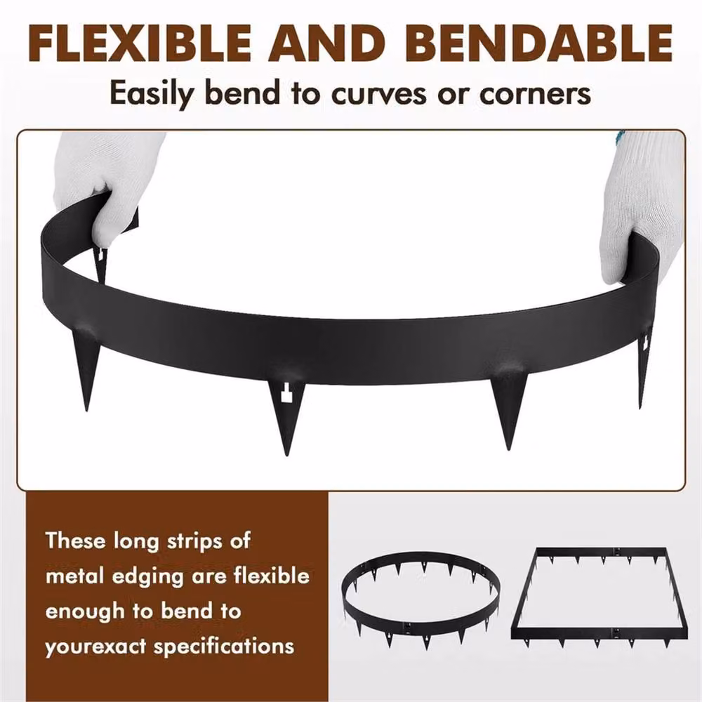 VOGREX Black Corten Steel Flexible Metal Garden Edging and Lawn Border, 5 m x 20 cm – 3