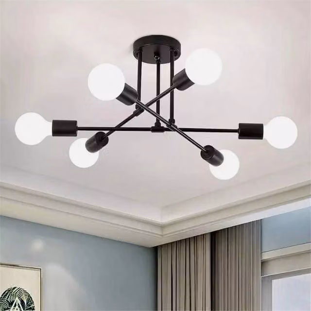 Nordara Vintage Crystal and Metal Pendant Ceiling Light in Black – 1