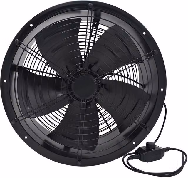Livingandhome Wall-Mounted Axial Exhaust Fan, 16-inch, Black