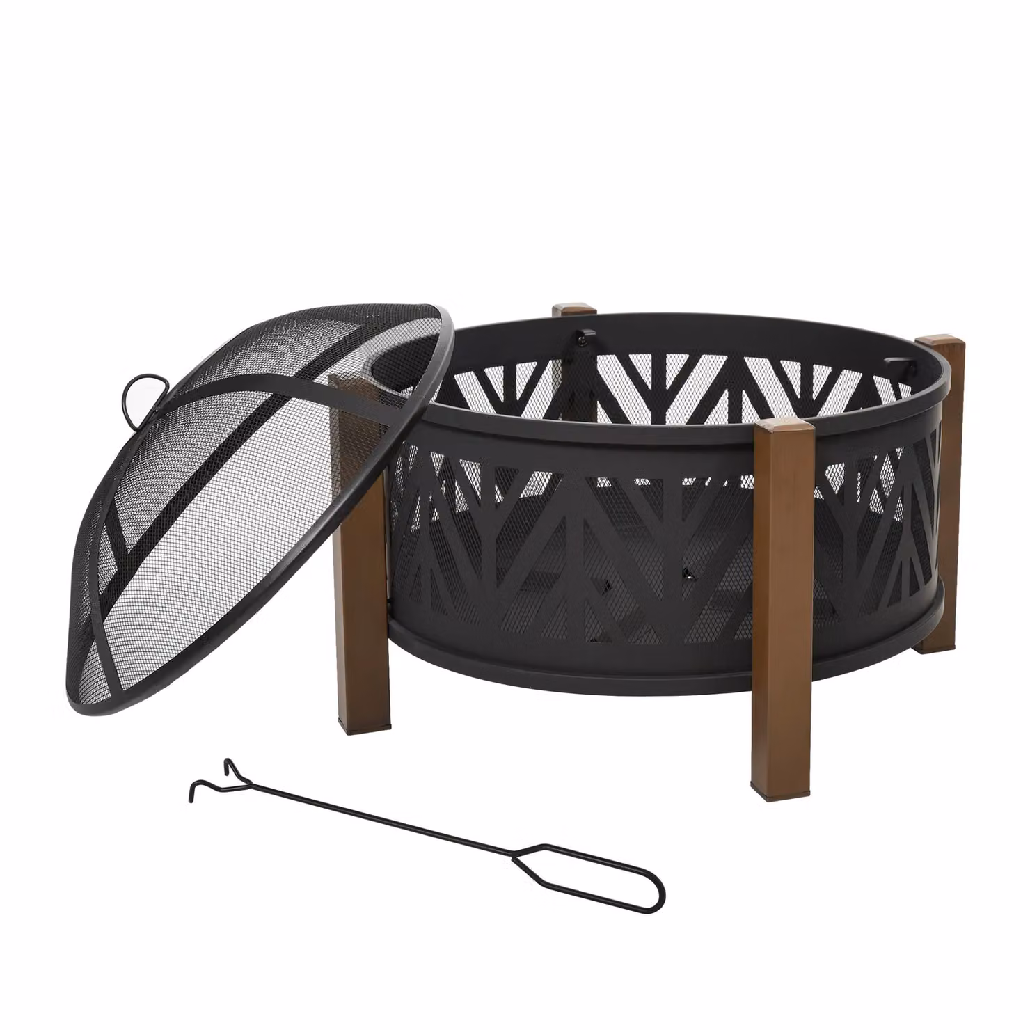 Outsunny 2-in-1 Outdoor Fire Pit and Charcoal BBQ Cooker in Black and Brown – 2