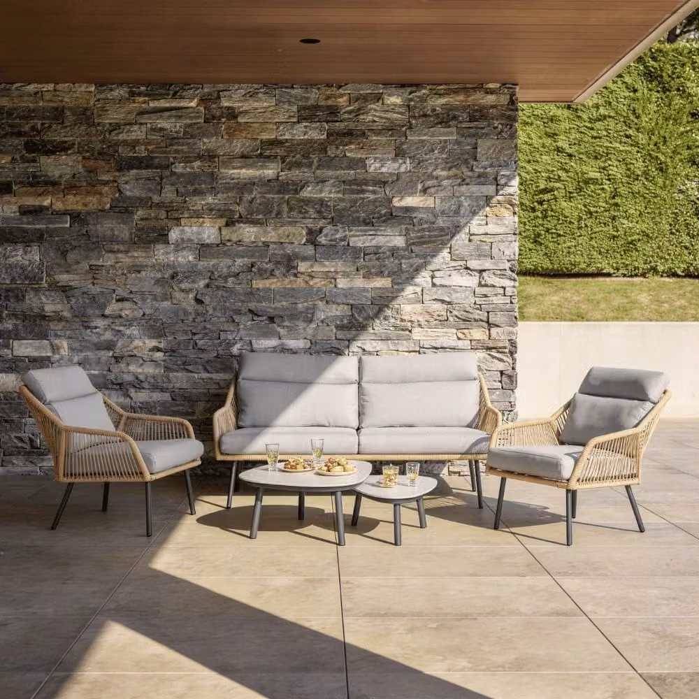 Leisure Grow Olivia Wheat Outdoor Lounge Set with Powder Coated Aluminium Frame and UV-Resistant Upholstery