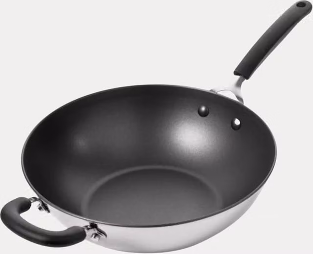 Prestige Made to Last Non-Stick Stainless Steel Wok, Silver and Black, 29 cm