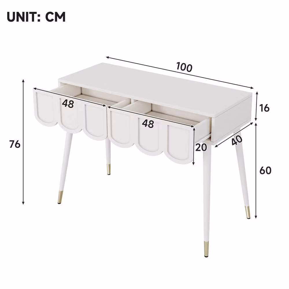 STILVORA Modern Dressing Table with 2 Drawers and Metal Legs in White – 3