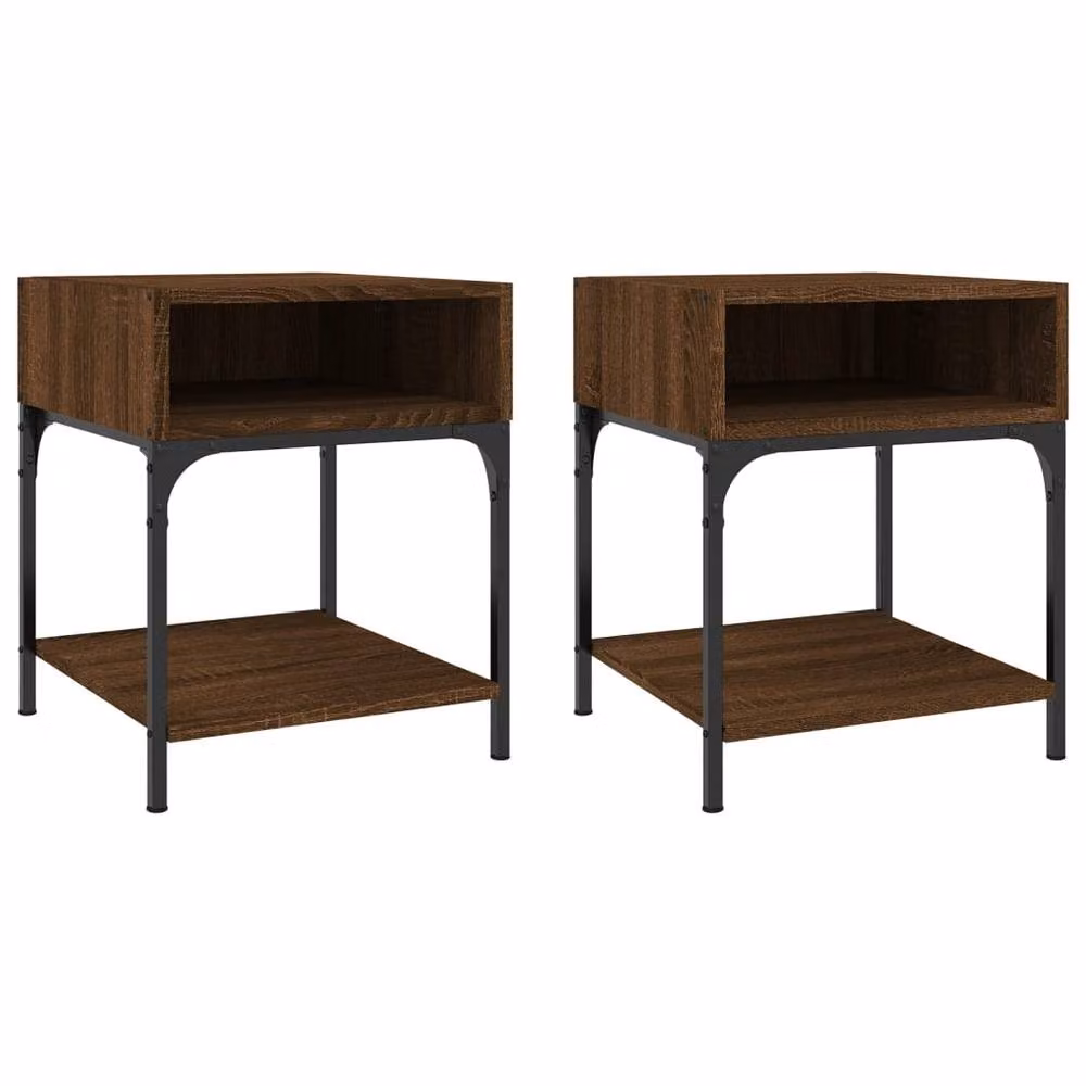 Berkfield Home Elegant Bedside Tables, 2 Piece Set in Brown Oak, W/D/H: 40 x 41 x 50 cm – 2