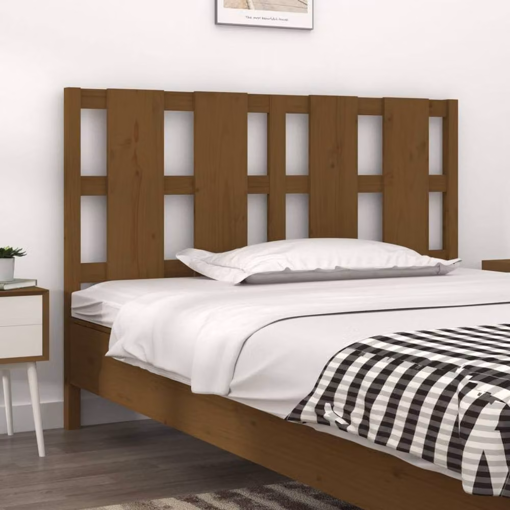 Berkfield Home Rustic Solid Wood Pine Bed Headboard, Honey Brown, W: 125.5 cm, D: 4 cm, H: 100 cm – 2