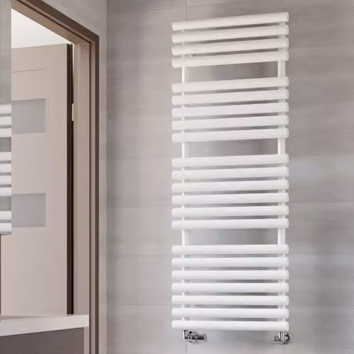 Terma White Steel Towel Rail, H 136 cm x W 52 cm