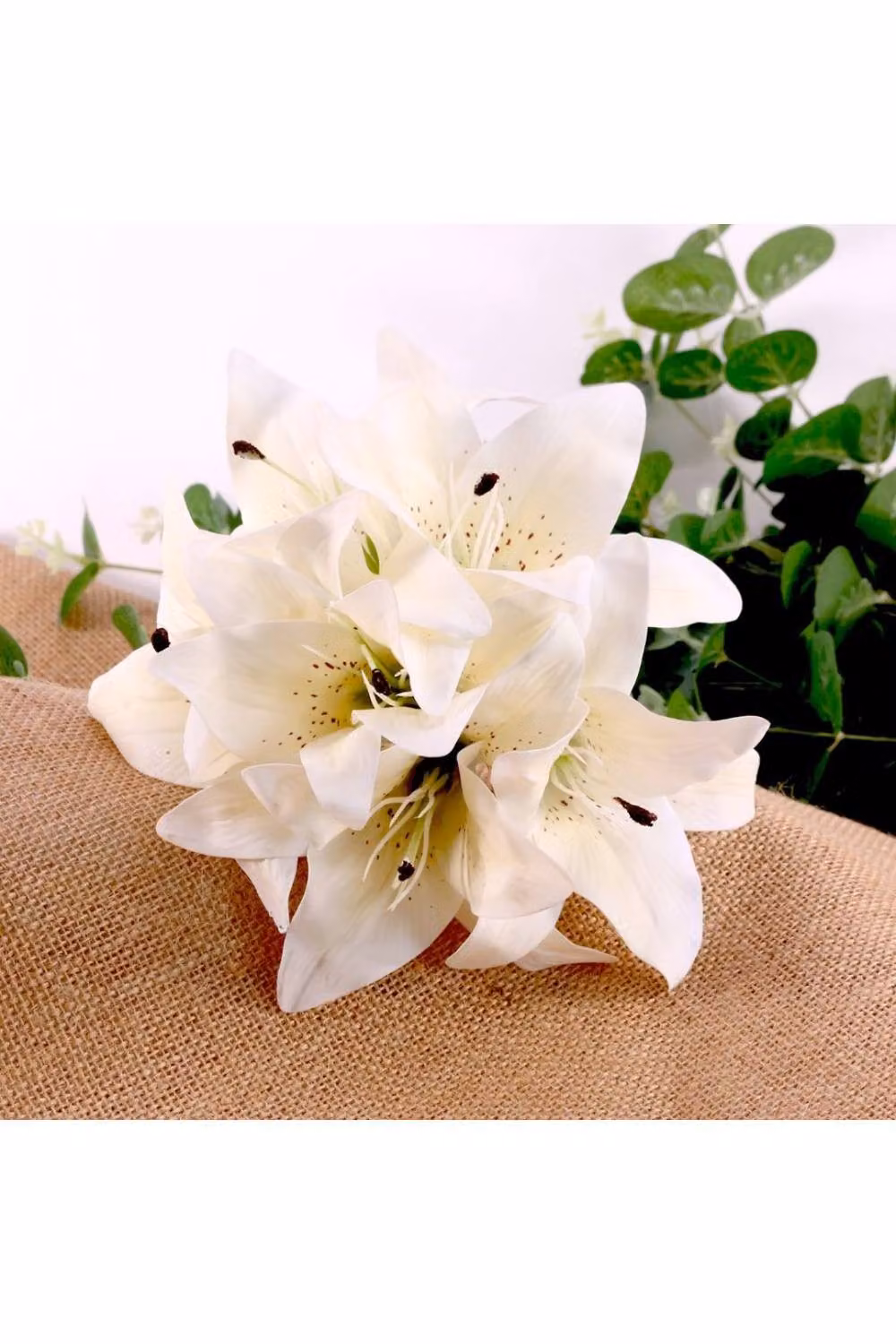 KDMD White Artificial Lily Bouquet for Tabletop Decor – 2