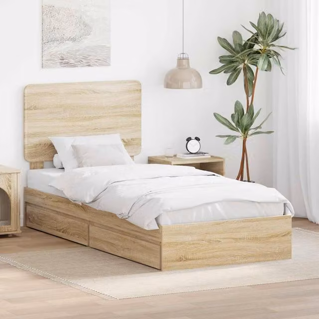Berkfield Home Sonoma Oak Storage Bed with Drawer, Brown, W: 75 cm x L: 190 cm
