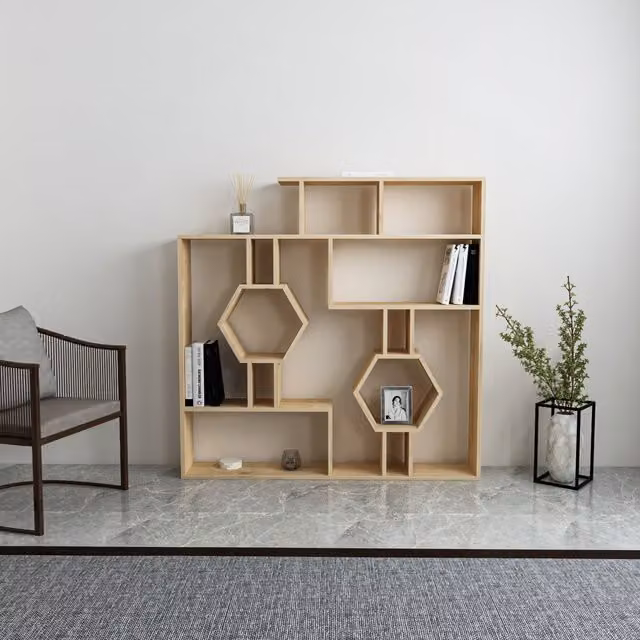 Decorotika Tamara Modern Oak Bookshelf in Brown and Multicolour