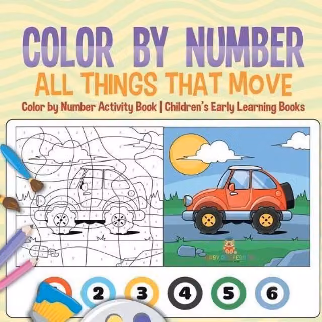 Baby Professor All Things That Move Colour by Number Activity Book, Multicolour