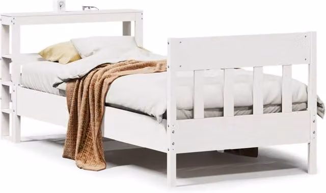 Berkfield Home Small Single Solid Wood Pine Bed Frame in White, W: 75 cm, L: 190 cm