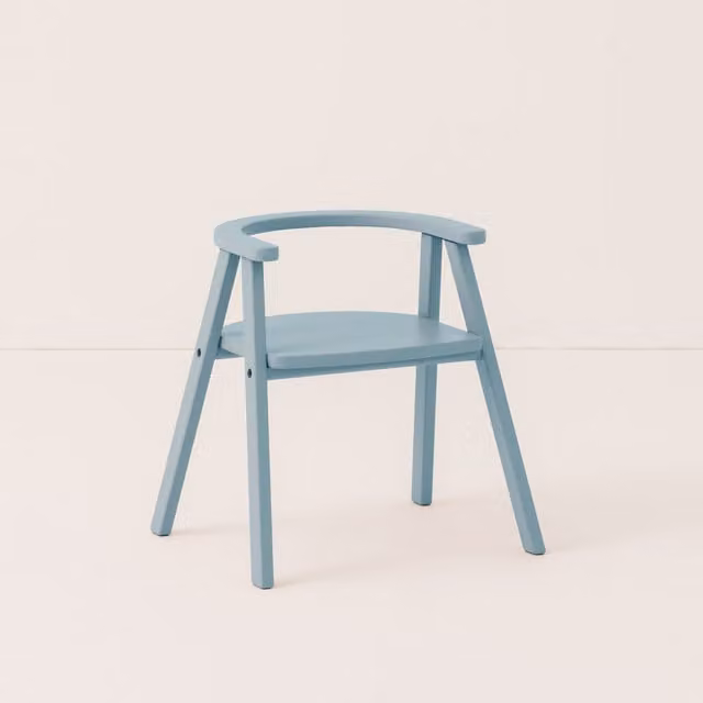 Nobodinoz Growing Green Kid's Chair in Blue Beech Wood, W/D/H: 46.0 x 39.0 x 45.0 cm