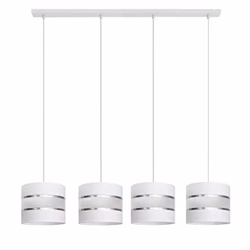 Netlighting Helam Helen Straight Bar Pendant Ceiling Light in White and Silver, 100 cm