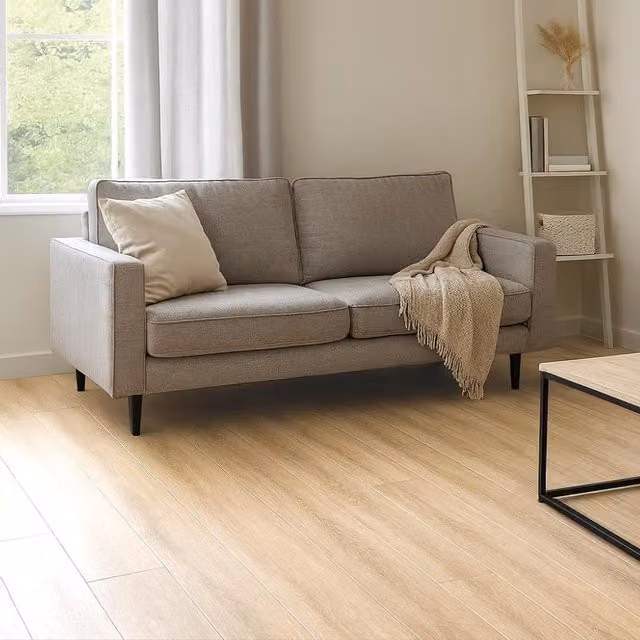 Home Treats Wood Look Laminate Flooring Planks, 6 Board Pack, Brown and Beige