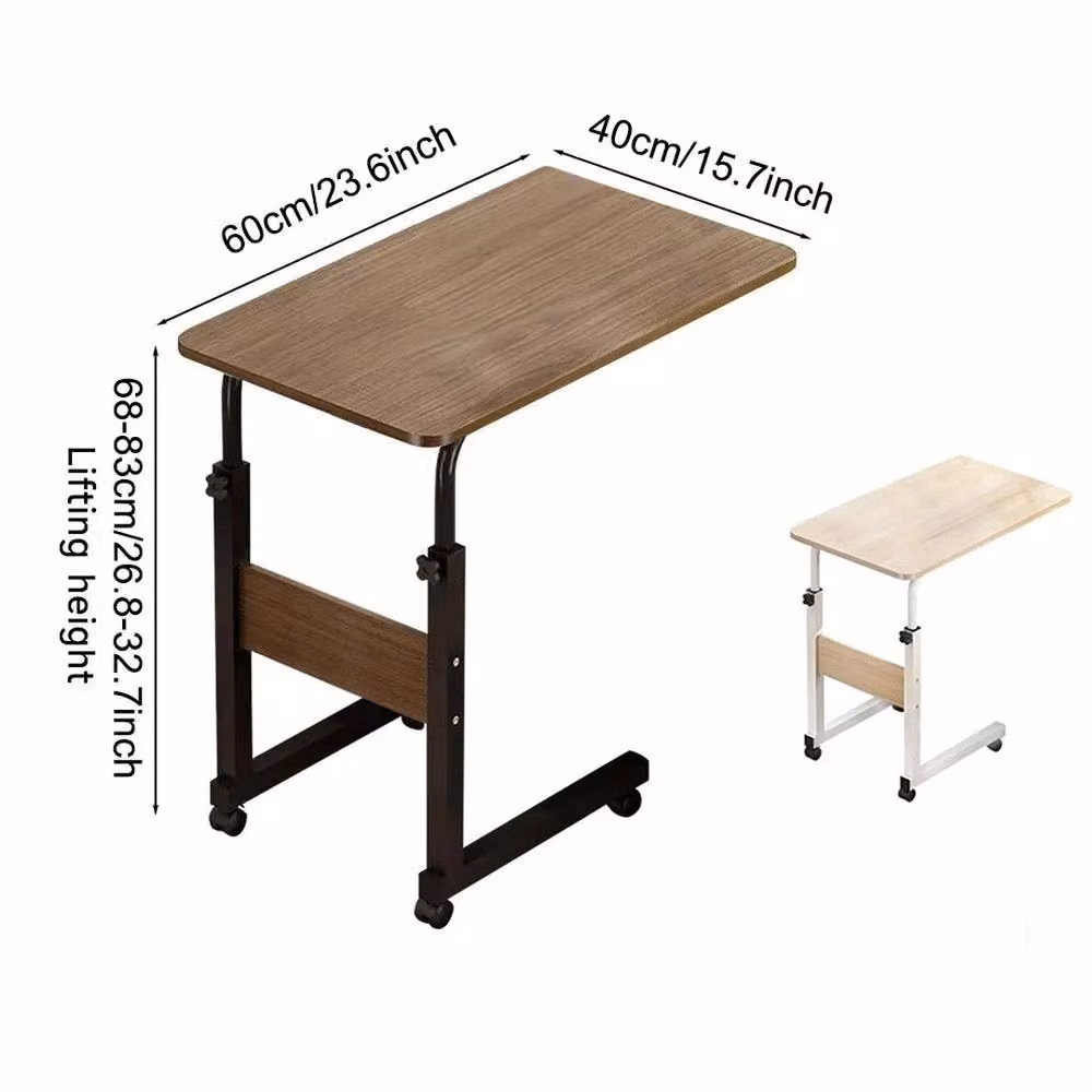 EONLION Brown Height Adjustable Portable Overbed Table with Castors – 2