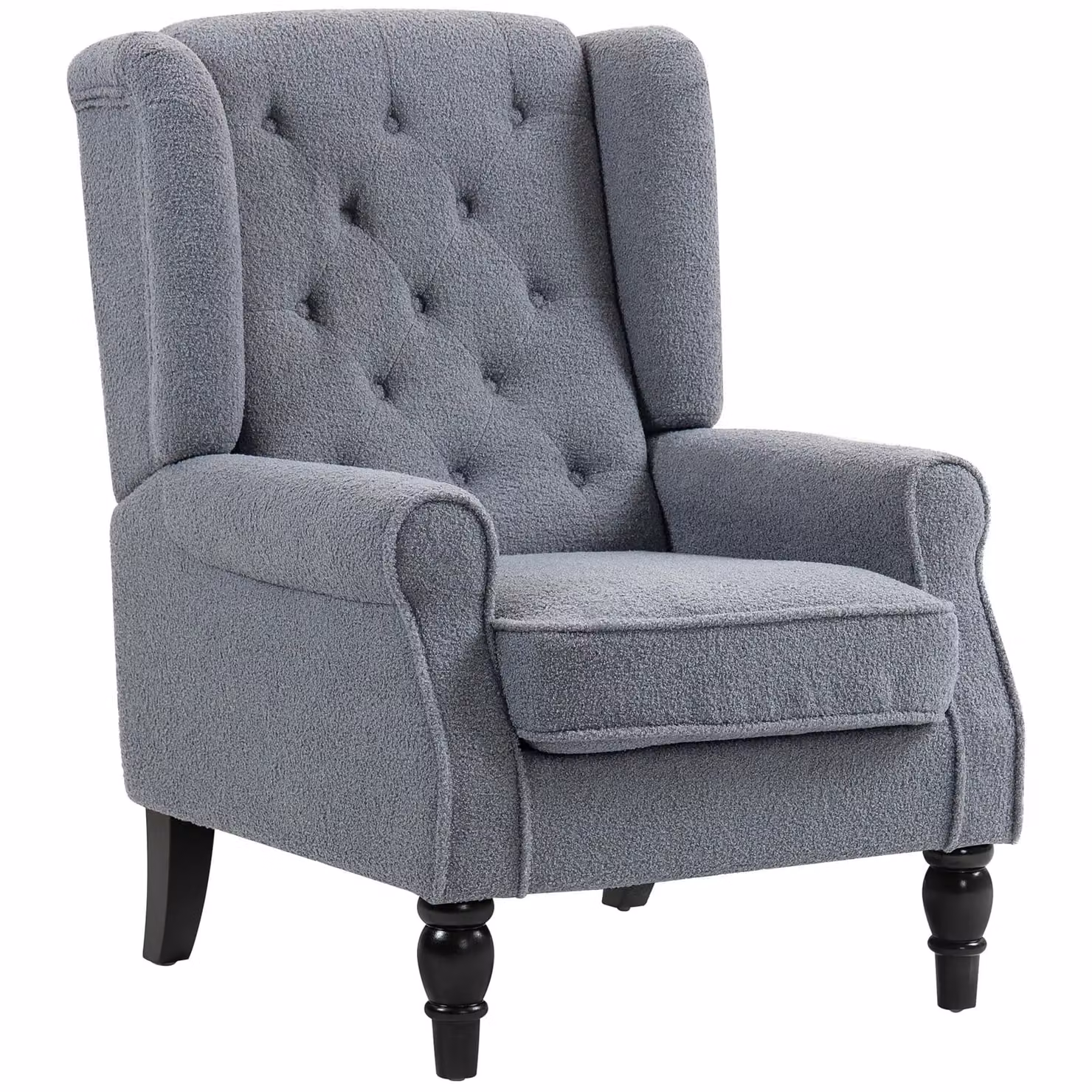 HOMCOM Retro Tufted Fabric Accent Armchair with Armrests in Grey – 2