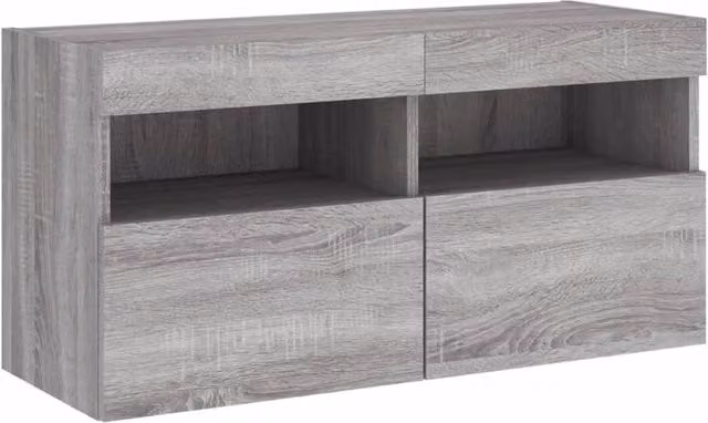 Berkfield Home TV Wall Cabinet with LED Lights in Grey Sonoma, W/D/H: 80 x 30 x 40 cm – 1