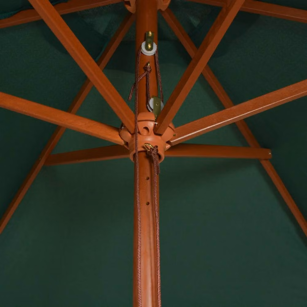 Berkfield Home Green Polyester Parasol with Lacquered Wooden Central Pole, W/D/H: 270 x 270 x 243 cm – 2