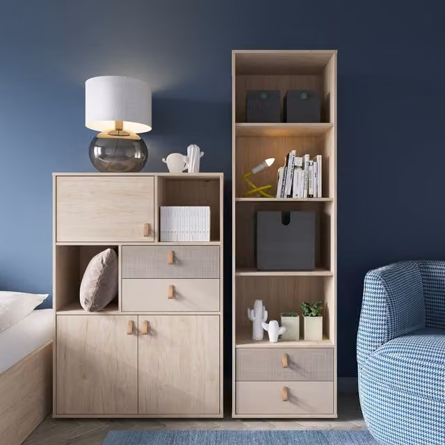 Furniture To Go Denim 3-Door Cabinet in Light Walnut