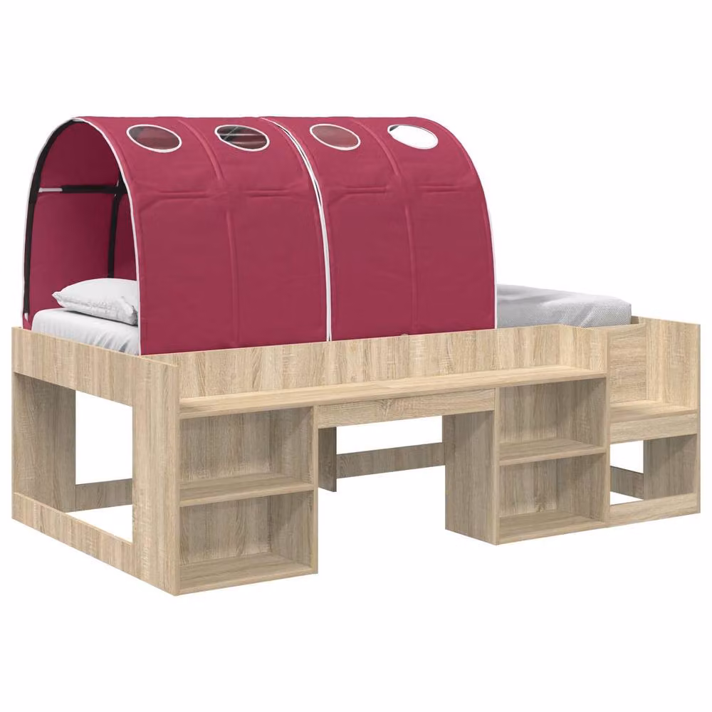 Berkfield Home Kids High Bed Frame with Storage and Stairs in Sonoma Oak and Red Brown – 2
