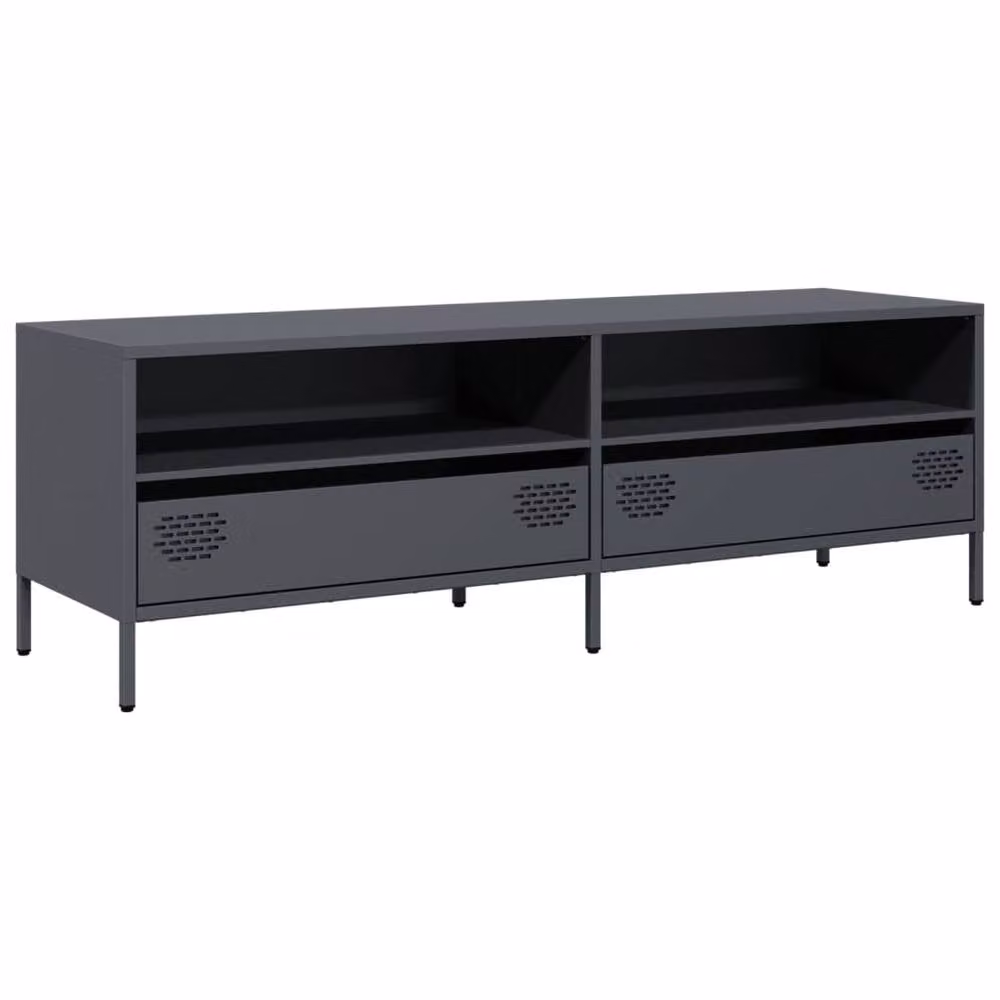 Berkfield Home TV Cabinet in Anthracite Grey, Matt Cold-rolled Steel, W: 135 cm, D: 39 cm, H: 43.5 cm – 3