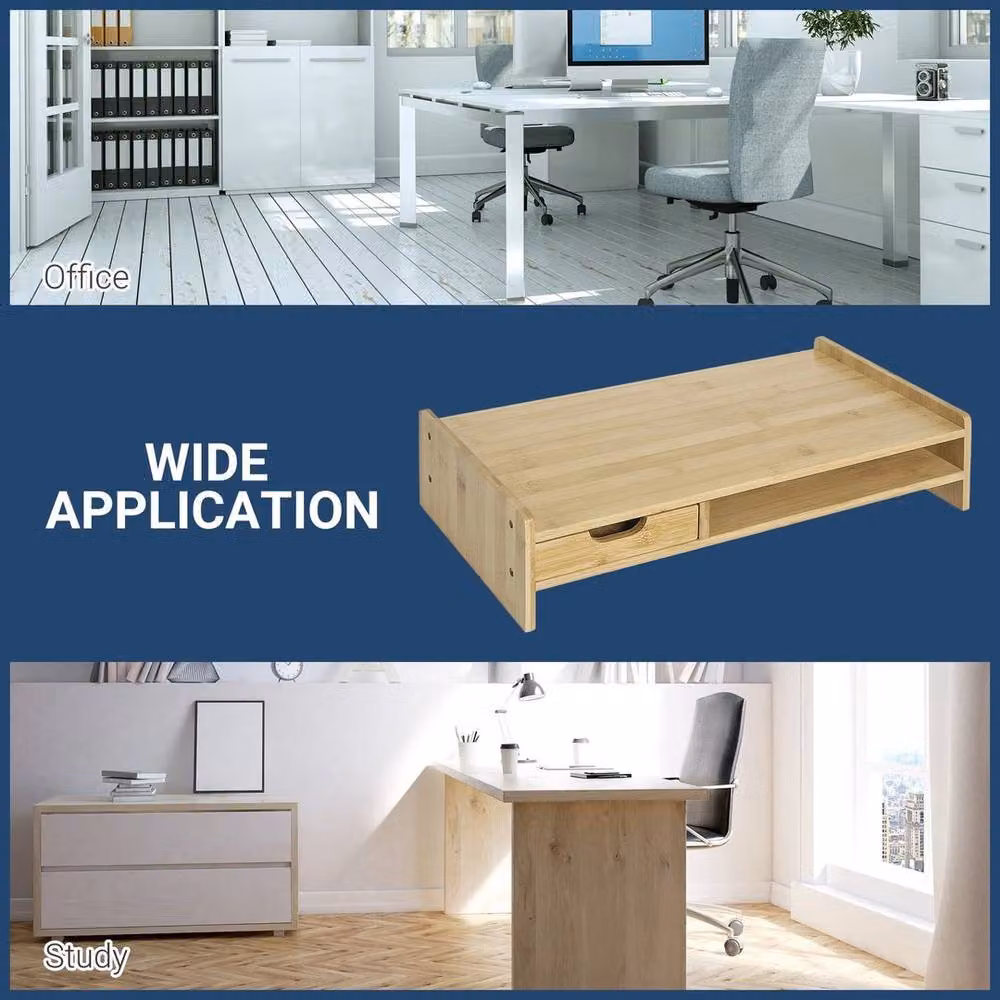 PAWNORA Monitor Riser and Laptop Stand in Sand Beige Wood – 2