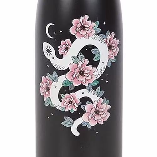 Something Different Floral Snake Stainless Steel Water Bottle, Black, White and Pink, 250 ml – 2